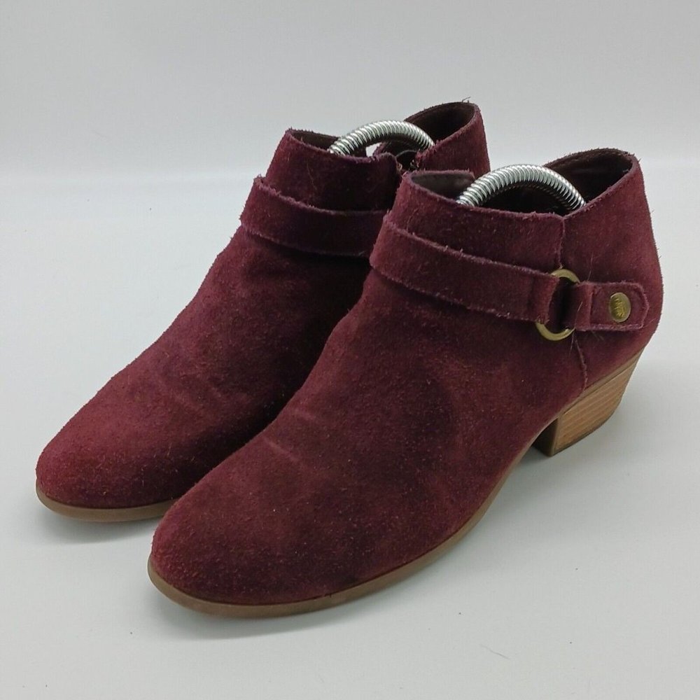 G. H. Bas & Co Boots Womans Size 5.5M Nina Ankle Bootie Burgandy Suede Heels